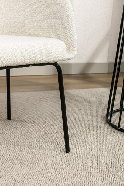 [product_type] | 039-Set of 1 Boucle Fabric Dining Chair With Black Metal Legs,Ivory | casafoyer.myshopify.com