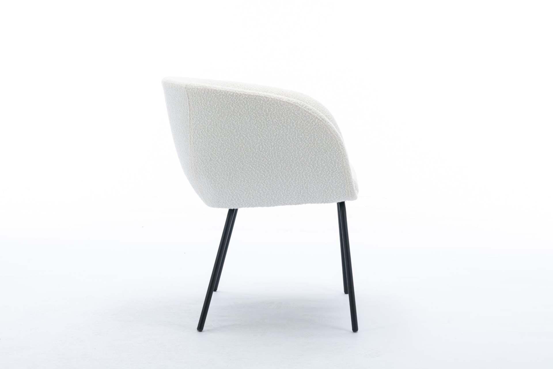 [product_type] | 039-Set of 1 Boucle Fabric Dining Chair With Black Metal Legs,Ivory | casafoyer.myshopify.com