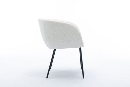 [product_type] | 039-Set of 1 Boucle Fabric Dining Chair With Black Metal Legs,Ivory | casafoyer.myshopify.com