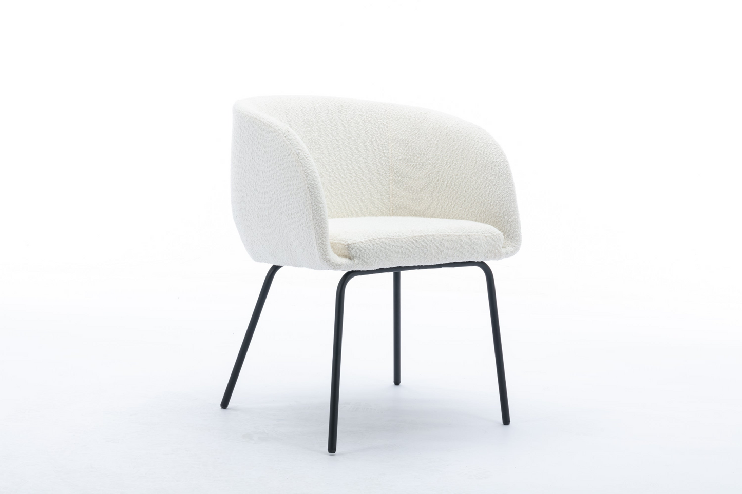 [product_type] | 039-Set of 1 Boucle Fabric Dining Chair With Black Metal Legs,Ivory | casafoyer.myshopify.com