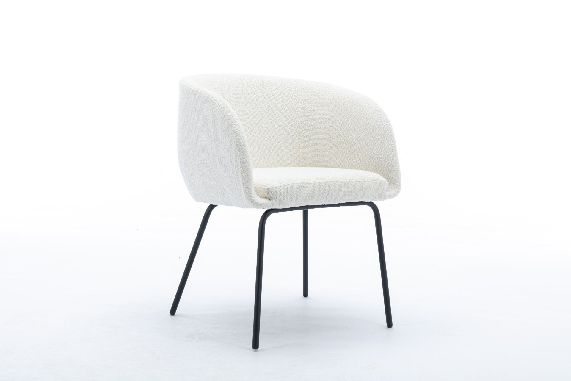 [product_type] | 039-Set of 1 Boucle Fabric Dining Chair With Black Metal Legs,Ivory | casafoyer.myshopify.com