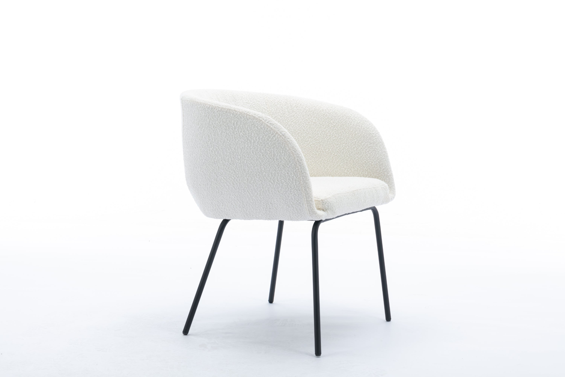 [product_type] | 039-Set of 1 Boucle Fabric Dining Chair With Black Metal Legs,Ivory | casafoyer.myshopify.com