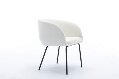 [product_type] | 039-Set of 1 Boucle Fabric Dining Chair With Black Metal Legs,Ivory | casafoyer.myshopify.com
