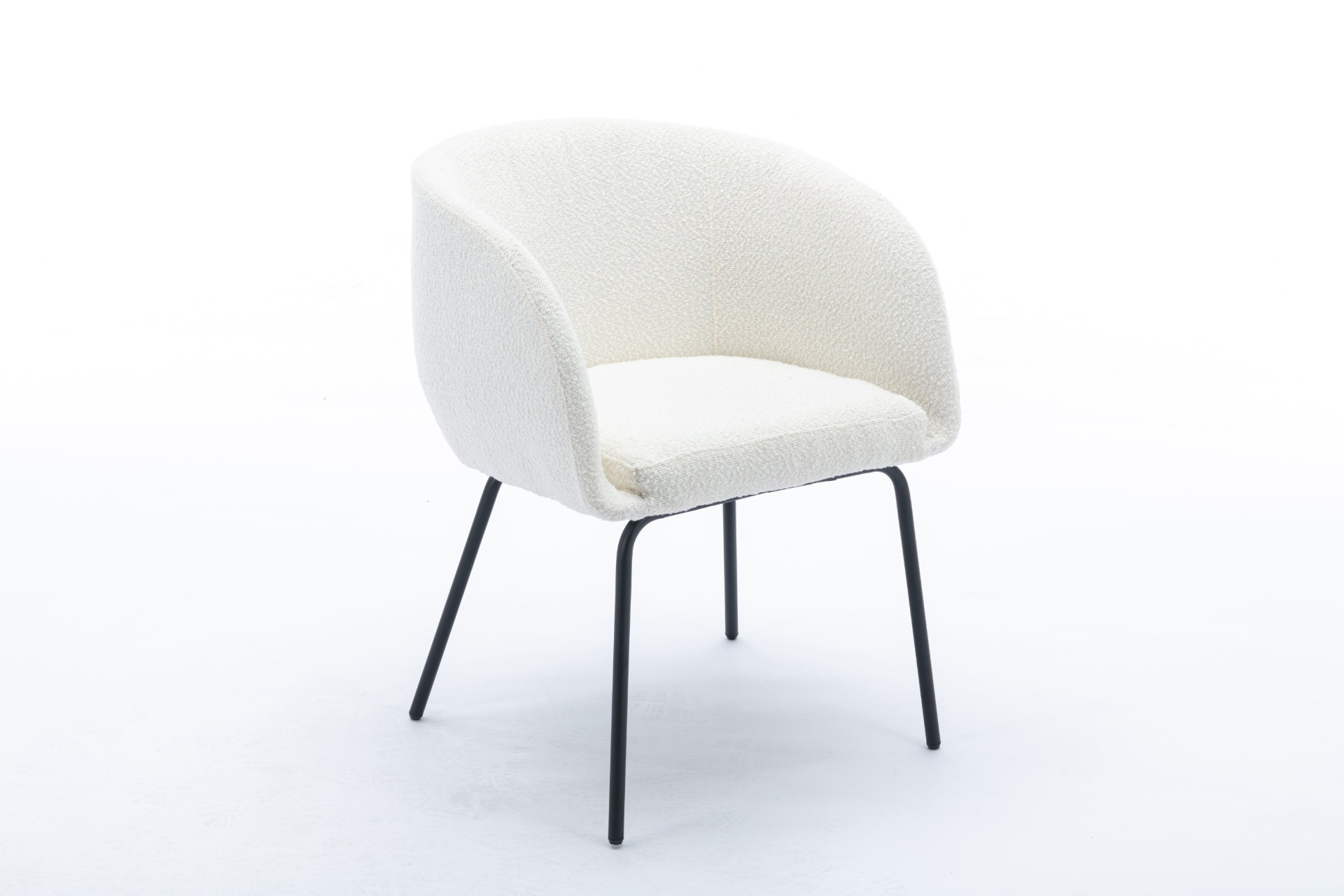 [product_type] | 039-Set of 1 Boucle Fabric Dining Chair With Black Metal Legs,Ivory | casafoyer.myshopify.com