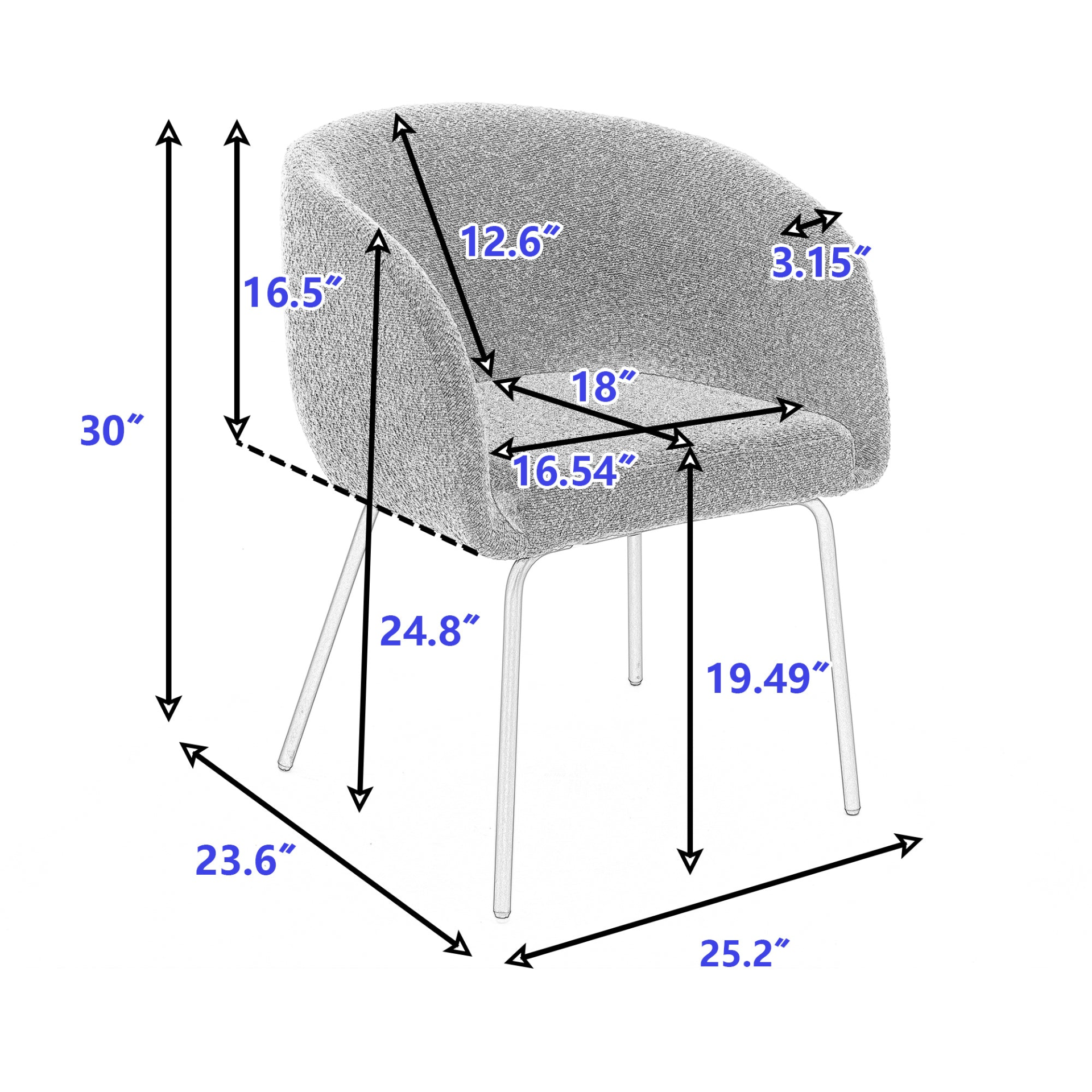 [product_type] | 039-Set of 1 Boucle Fabric Dining Chair With Black Metal Legs,Ivory | casafoyer.myshopify.com