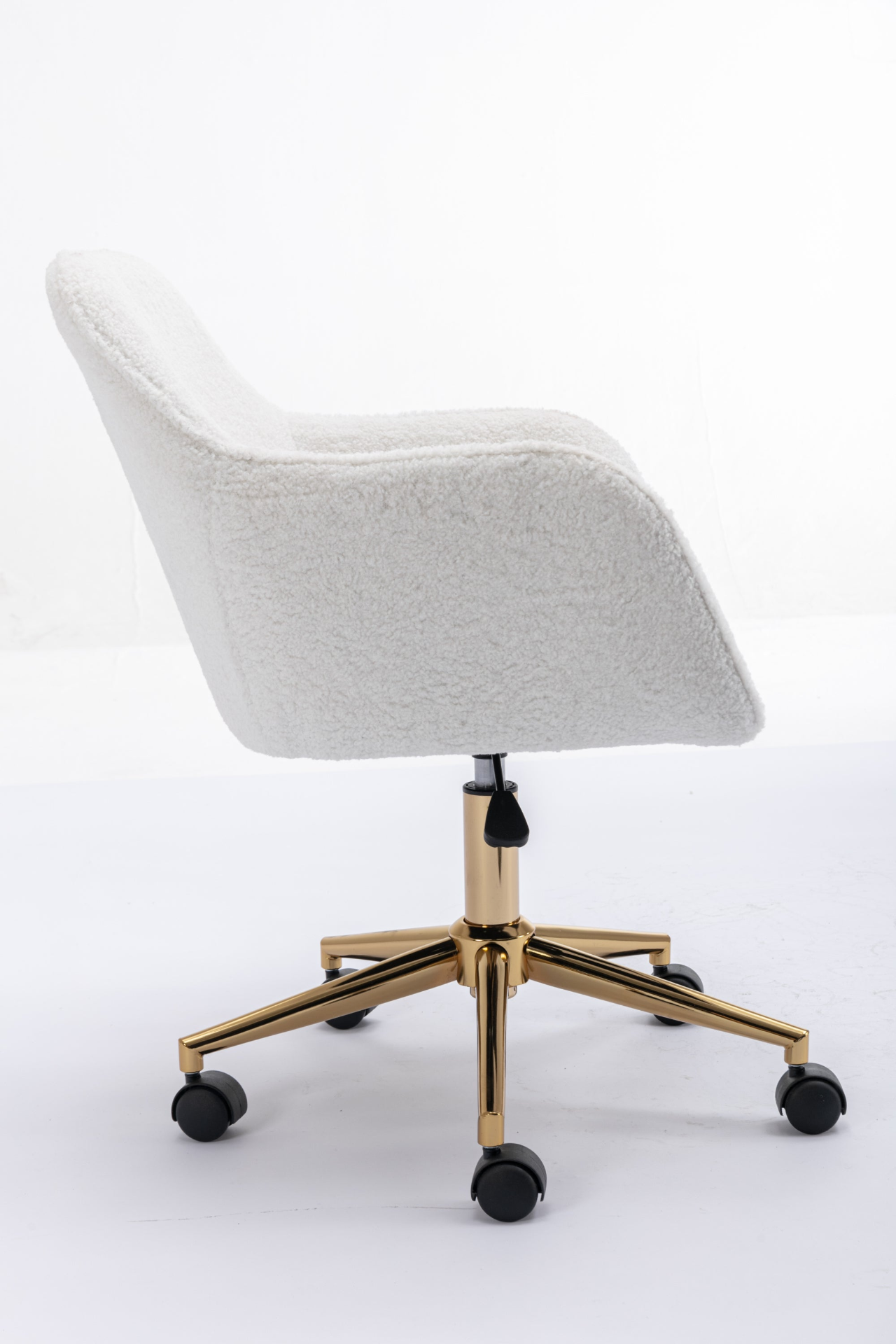 Sofa & Chair sets | Modern Teddy Fabric Material Adjustable Height 360 Revolving Home Office Chair With Gold Metal Legs And Universal Wheel - White | casafoyer.myshopify.com