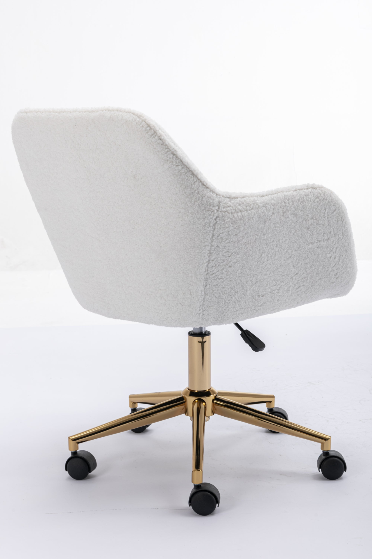 Sofa & Chair sets | Modern Teddy Fabric Material Adjustable Height 360 Revolving Home Office Chair With Gold Metal Legs And Universal Wheel - White | casafoyer.myshopify.com