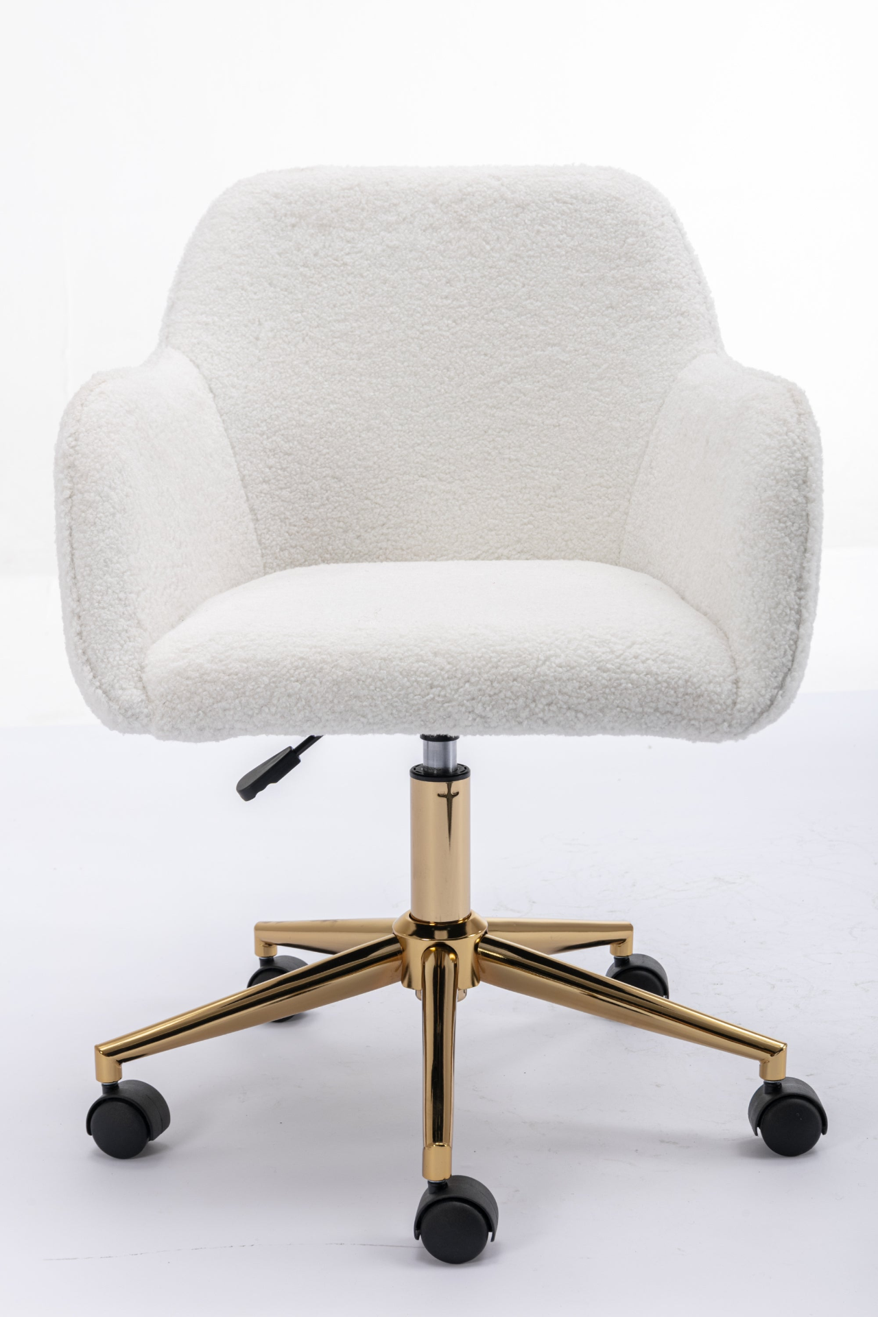 Sofa & Chair sets | Modern Teddy Fabric Material Adjustable Height 360 Revolving Home Office Chair With Gold Metal Legs And Universal Wheel - White | casafoyer.myshopify.com