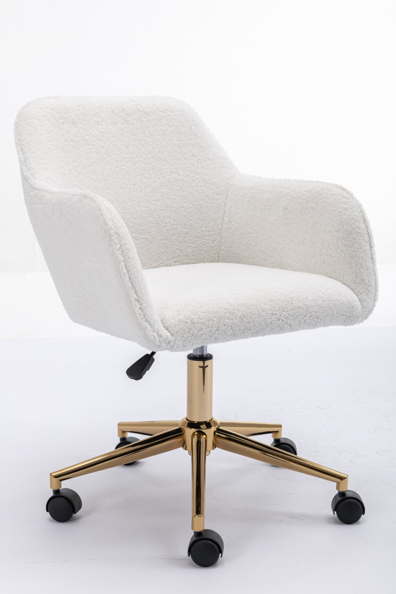 Sofa & Chair sets | Modern Teddy Fabric Material Adjustable Height 360 Revolving Home Office Chair With Gold Metal Legs And Universal Wheel - White | casafoyer.myshopify.com