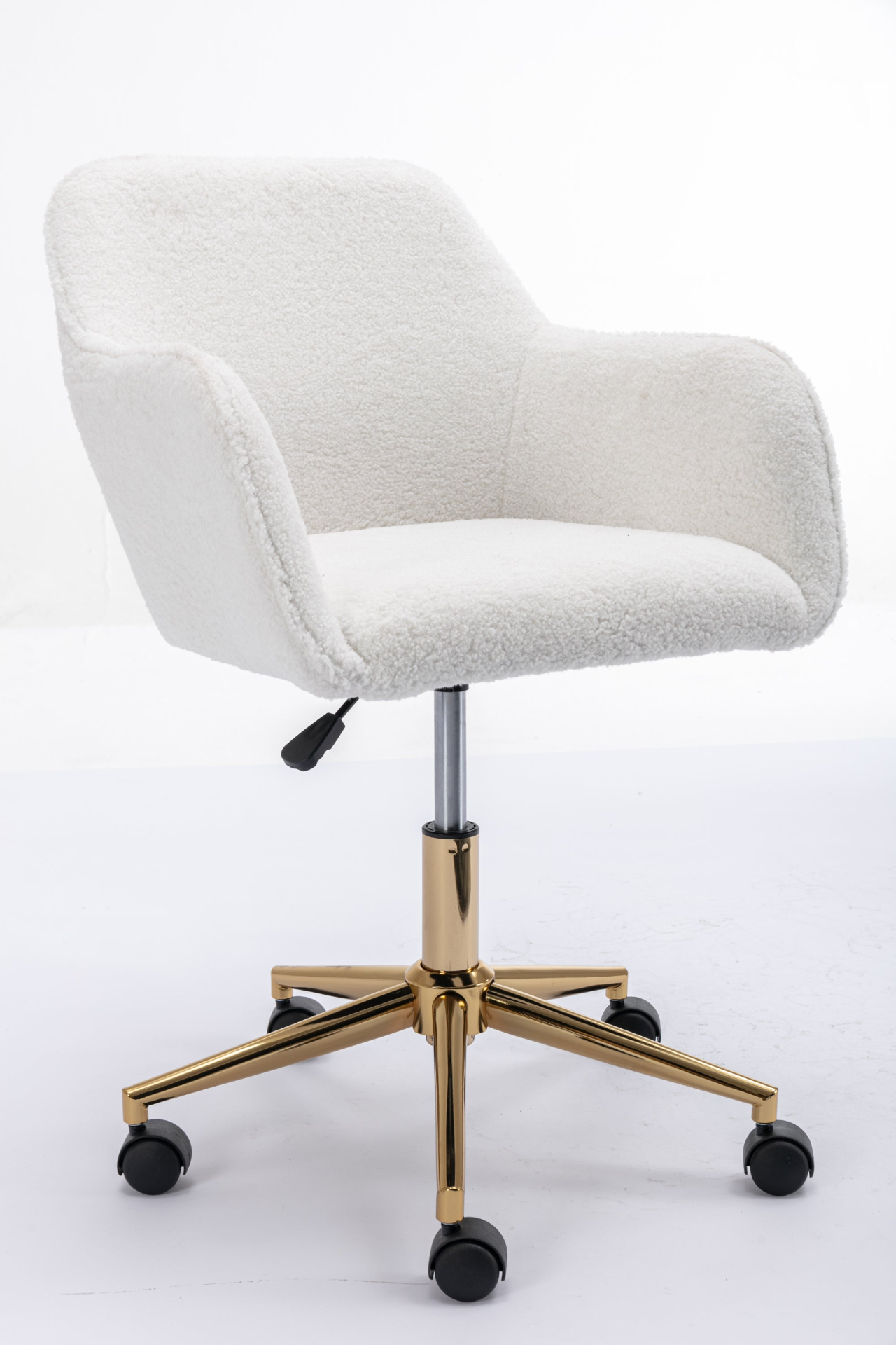 Sofa & Chair sets | Modern Teddy Fabric Material Adjustable Height 360 Revolving Home Office Chair With Gold Metal Legs And Universal Wheel - White | casafoyer.myshopify.com