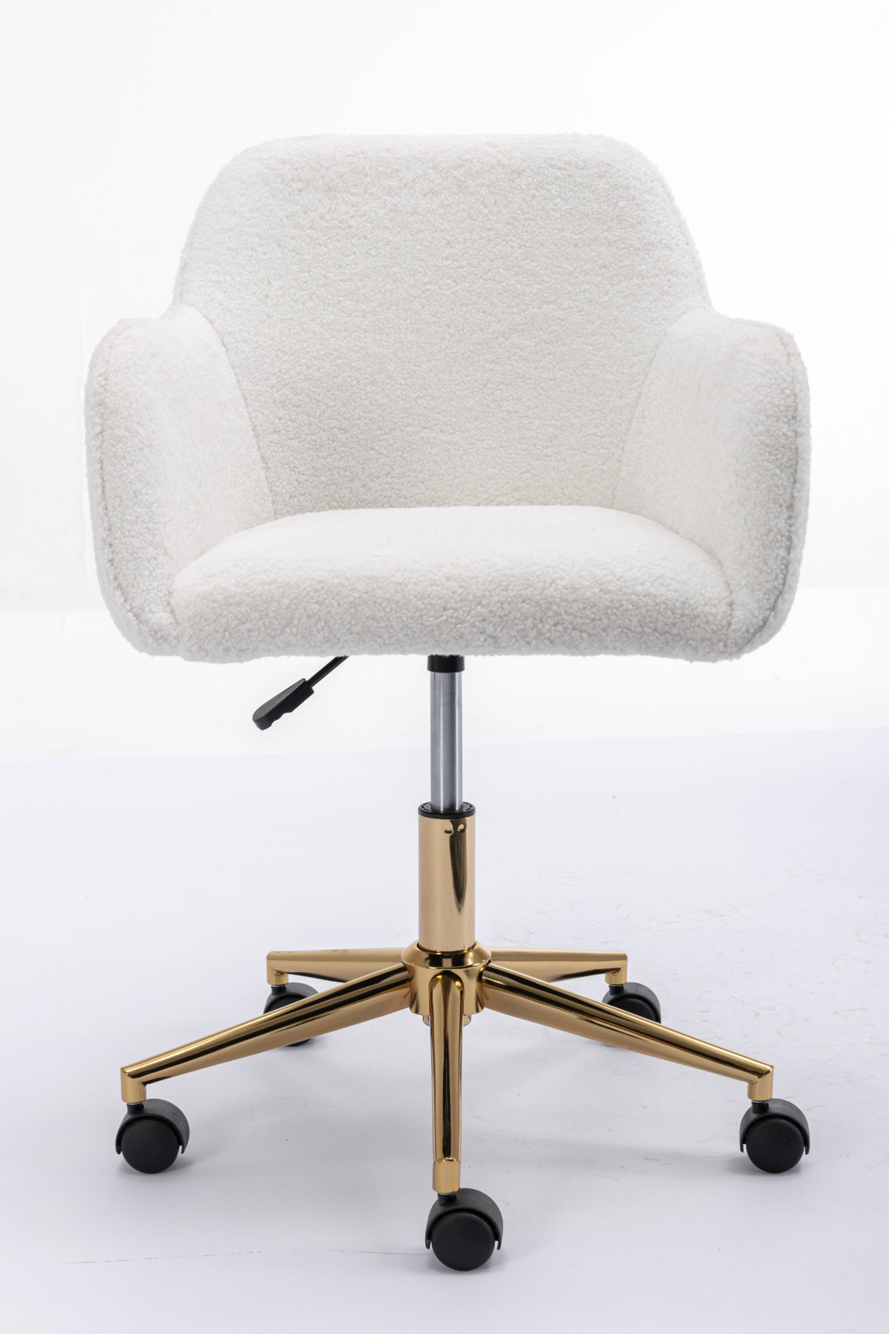 Sofa & Chair sets | Modern Teddy Fabric Material Adjustable Height 360 Revolving Home Office Chair With Gold Metal Legs And Universal Wheel - White | casafoyer.myshopify.com