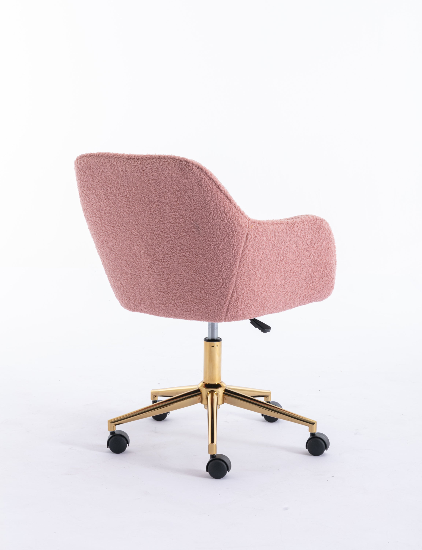 Sofa & Chair sets | Modern Teddy Fabric Material Adjustable Height 360 Revolving Home Office Chair With Gold Metal Legs And Universal Wheel For Indoor,Pink | casafoyer.myshopify.com