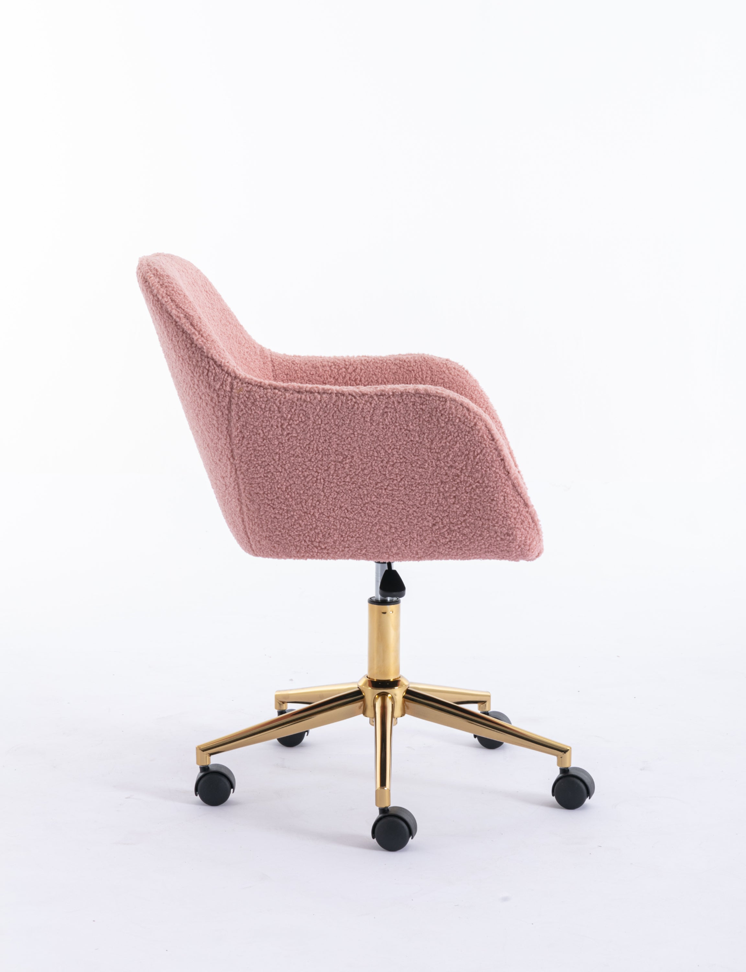 Sofa & Chair sets | Modern Teddy Fabric Material Adjustable Height 360 Revolving Home Office Chair With Gold Metal Legs And Universal Wheel For Indoor,Pink | casafoyer.myshopify.com