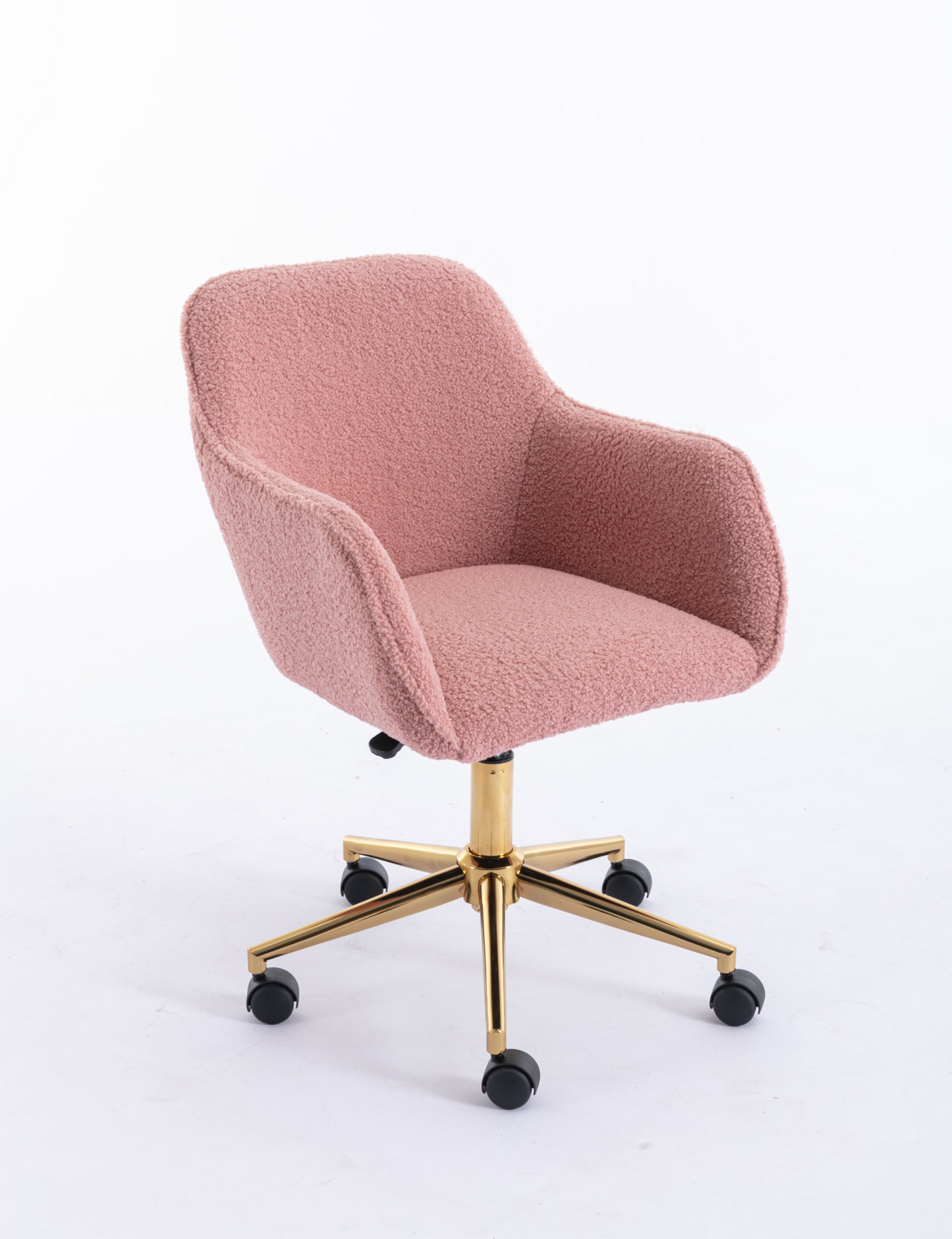 Sofa & Chair sets | Modern Teddy Fabric Material Adjustable Height 360 Revolving Home Office Chair With Gold Metal Legs And Universal Wheel For Indoor,Pink | casafoyer.myshopify.com