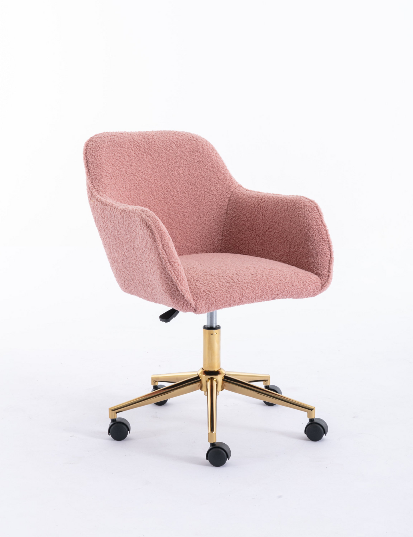 Sofa & Chair sets | Modern Teddy Fabric Material Adjustable Height 360 Revolving Home Office Chair With Gold Metal Legs And Universal Wheel For Indoor,Pink | casafoyer.myshopify.com