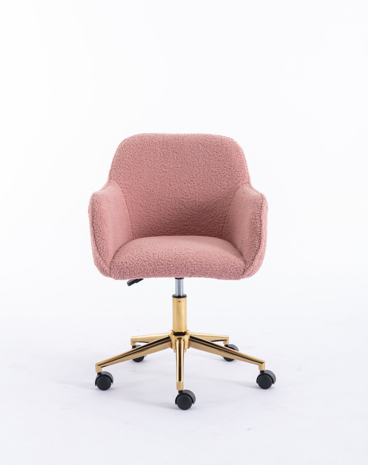 Sofa & Chair sets | Modern Teddy Fabric Material Adjustable Height 360 Revolving Home Office Chair With Gold Metal Legs And Universal Wheel For Indoor,Pink | casafoyer.myshopify.com