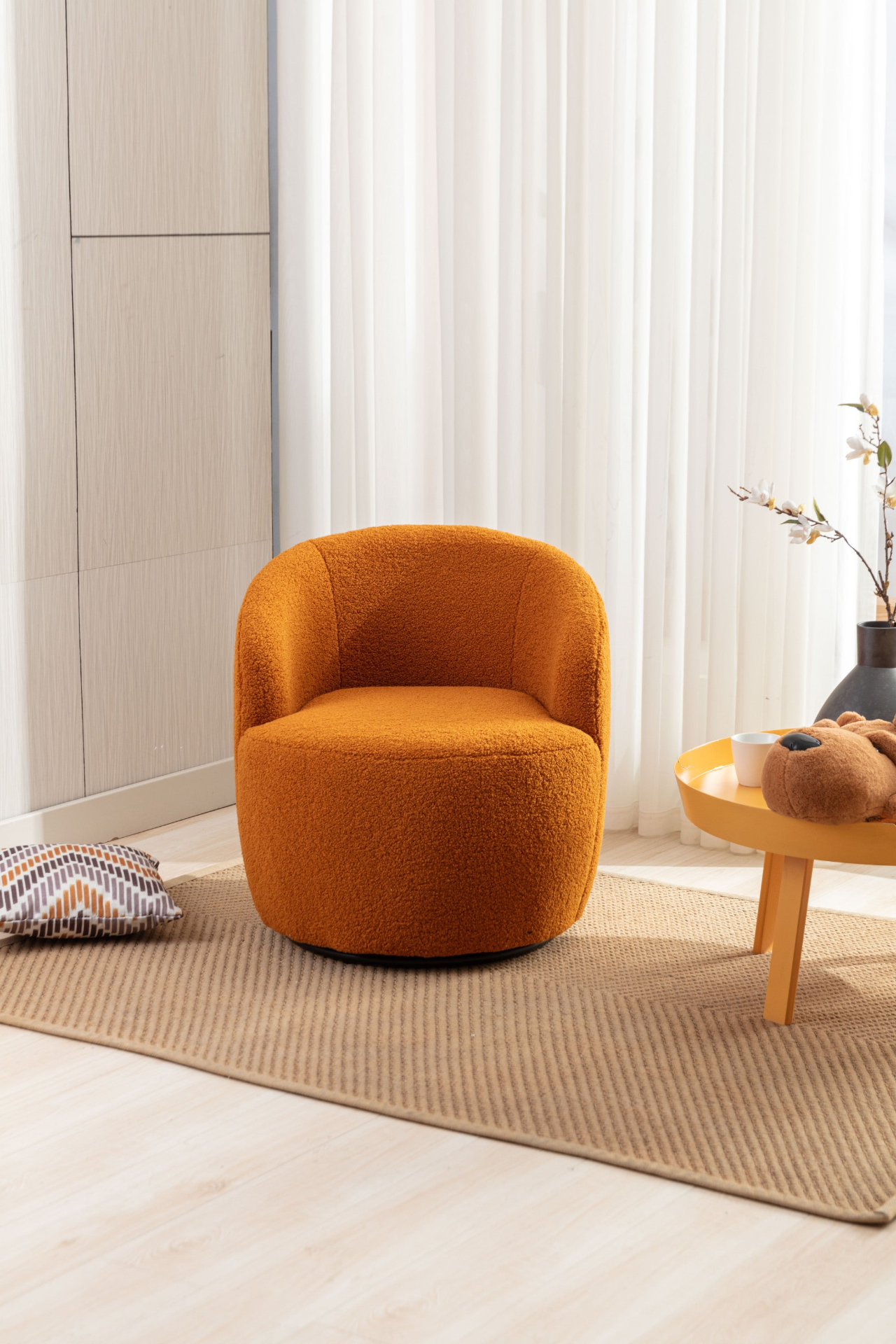 Sofa & Chair sets | Teddy Fabric Swivel Accent Armchair Barrel Chair - Caramel | casafoyer.myshopify.com