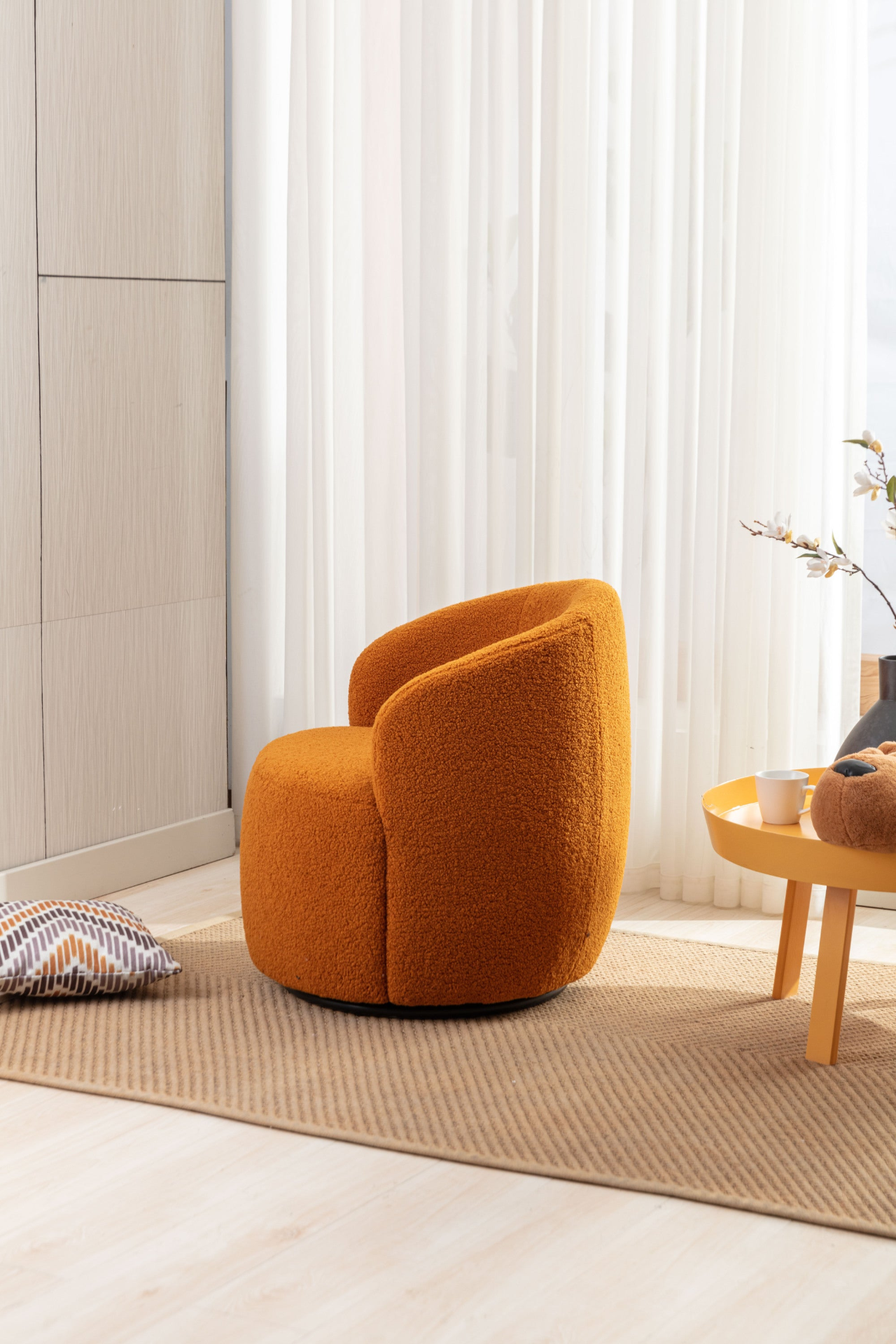 Sofa & Chair sets | Teddy Fabric Swivel Accent Armchair Barrel Chair - Caramel | casafoyer.myshopify.com