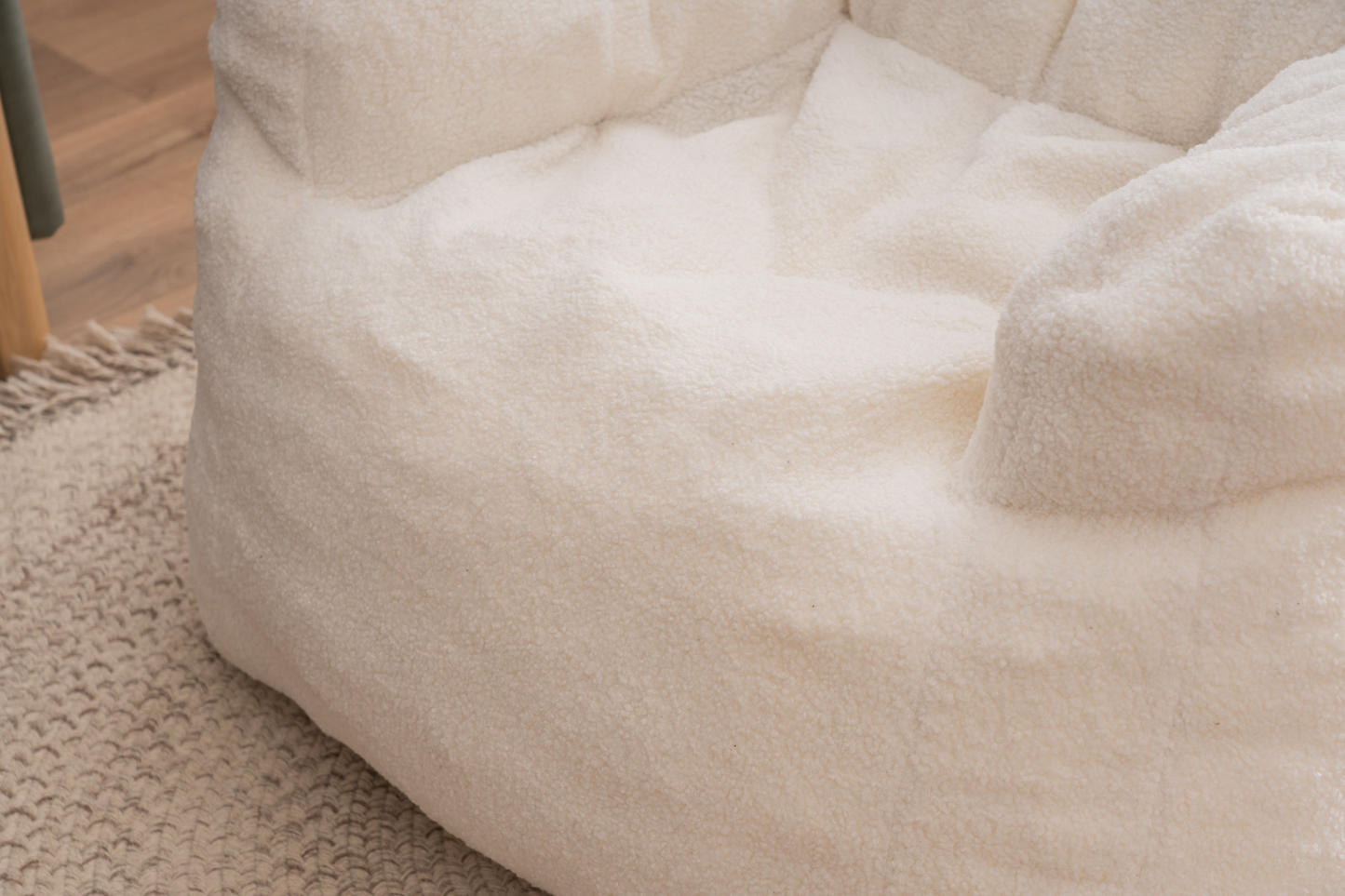 Sofa & Chair sets | Soft Tufted Foam Bean Bag Chair With Teddy Fabric Ivory White | casafoyer.myshopify.com