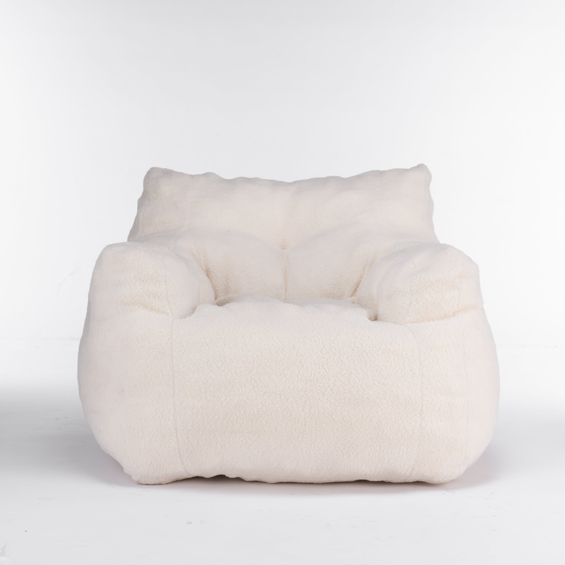 Sofa & Chair sets | Soft Tufted Foam Bean Bag Chair With Teddy Fabric Ivory White | casafoyer.myshopify.com