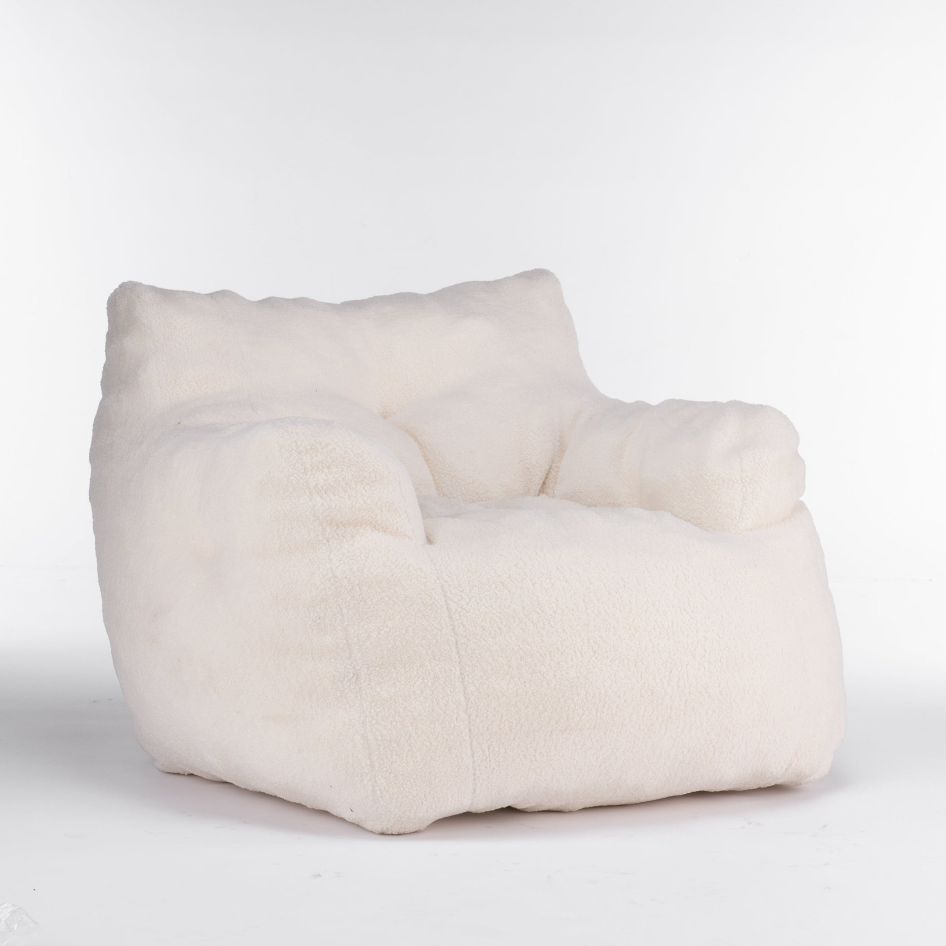 Sofa & Chair sets | Soft Tufted Foam Bean Bag Chair With Teddy Fabric Ivory White | casafoyer.myshopify.com