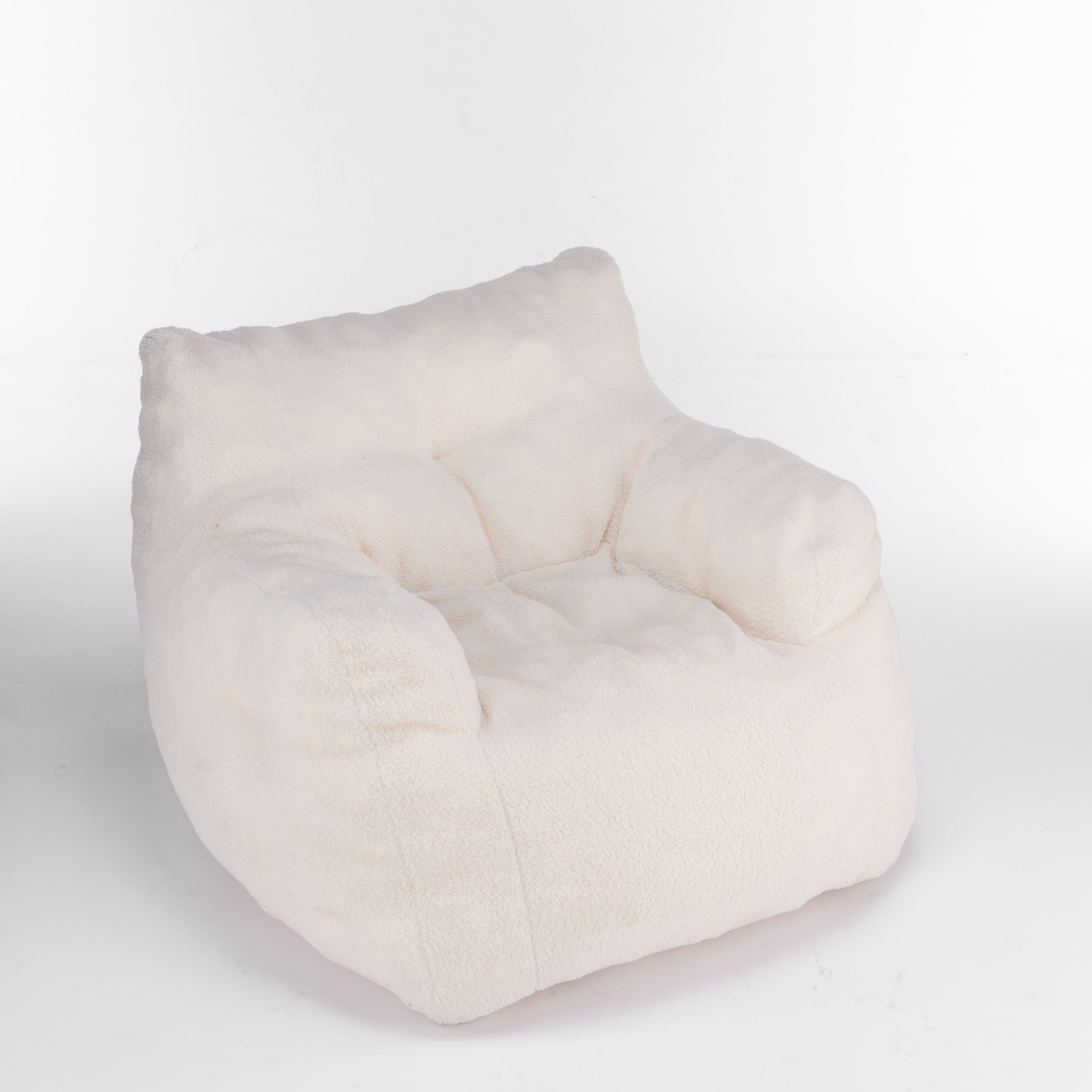 Sofa & Chair sets | Soft Tufted Foam Bean Bag Chair With Teddy Fabric Ivory White | casafoyer.myshopify.com