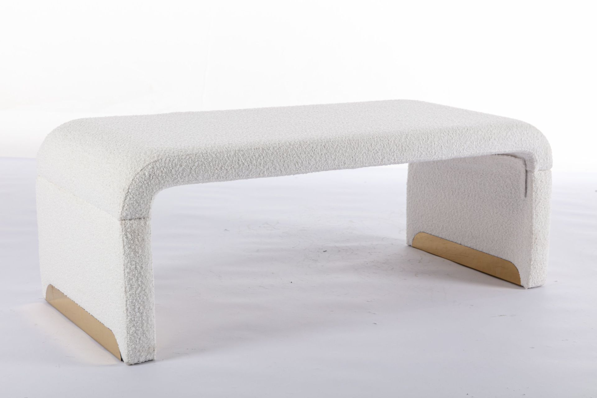 Sofa & Chair sets | New Boucle Fabric Loveseat Ottoman Footstool Bedroom Bench Shoe Bench With Gold Metal Legs, Ivory White | casafoyer.myshopify.com