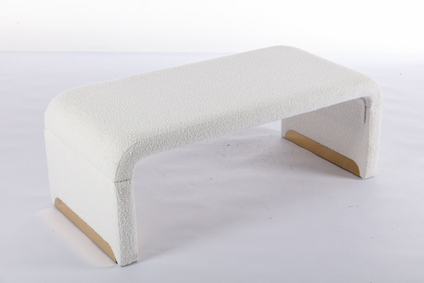 Sofa & Chair sets | New Boucle Fabric Loveseat Ottoman Footstool Bedroom Bench Shoe Bench With Gold Metal Legs, Ivory White | casafoyer.myshopify.com