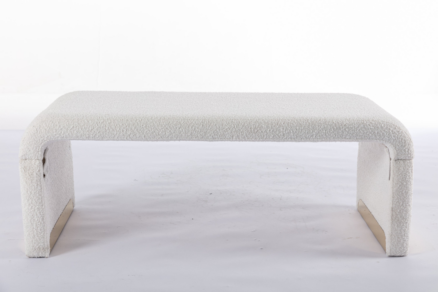 Sofa & Chair sets | New Boucle Fabric Loveseat Ottoman Footstool Bedroom Bench Shoe Bench With Gold Metal Legs, Ivory White | casafoyer.myshopify.com