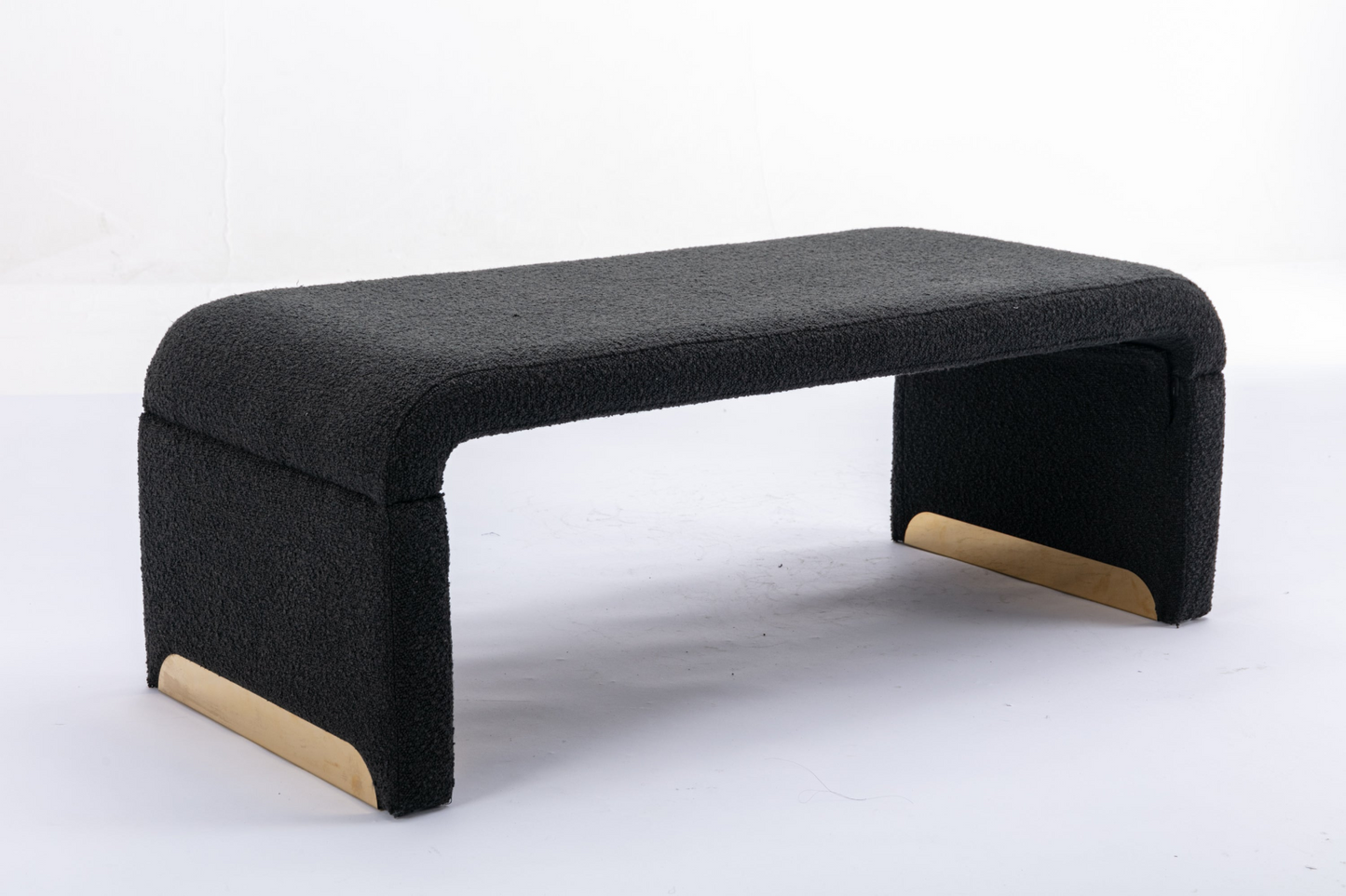 Sofa & Chair sets | New Boucle Fabric Loveseat Ottoman Footstool Bedroom Bench Shoe Bench With Gold Metal Legs,Black | casafoyer.myshopify.com