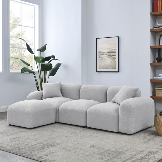 Sofa & Chair sets | L-Shape Modular Sectional Sofa, DIY Combination, Teddy Fabric, Grey - Comfort and Versatility for Your Home | casafoyer.myshopify.com