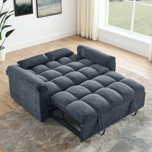 Sofa & Chair sets | Loveseats Sofa Bed with Pull-out Bed,Adjsutable Back,Blue+ Grey | casafoyer.myshopify.com