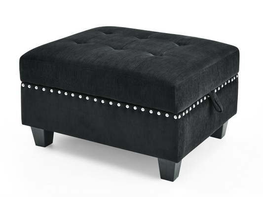 OTTOMAN | Black Velvet Ottoman for Modular Sectional | Spacious Furniture, DIY Combination, Easy to Move | casafoyer.myshopify.com