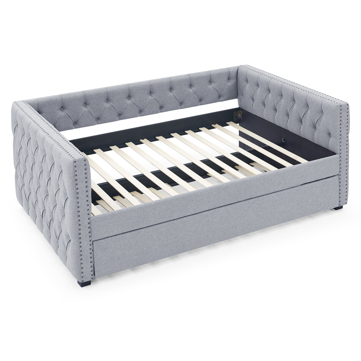 Patio Furntiure Sets | Daybed with Trundle Upholstered Tufted Sofa Bed, Grey | Shop Now | casafoyer.myshopify.com