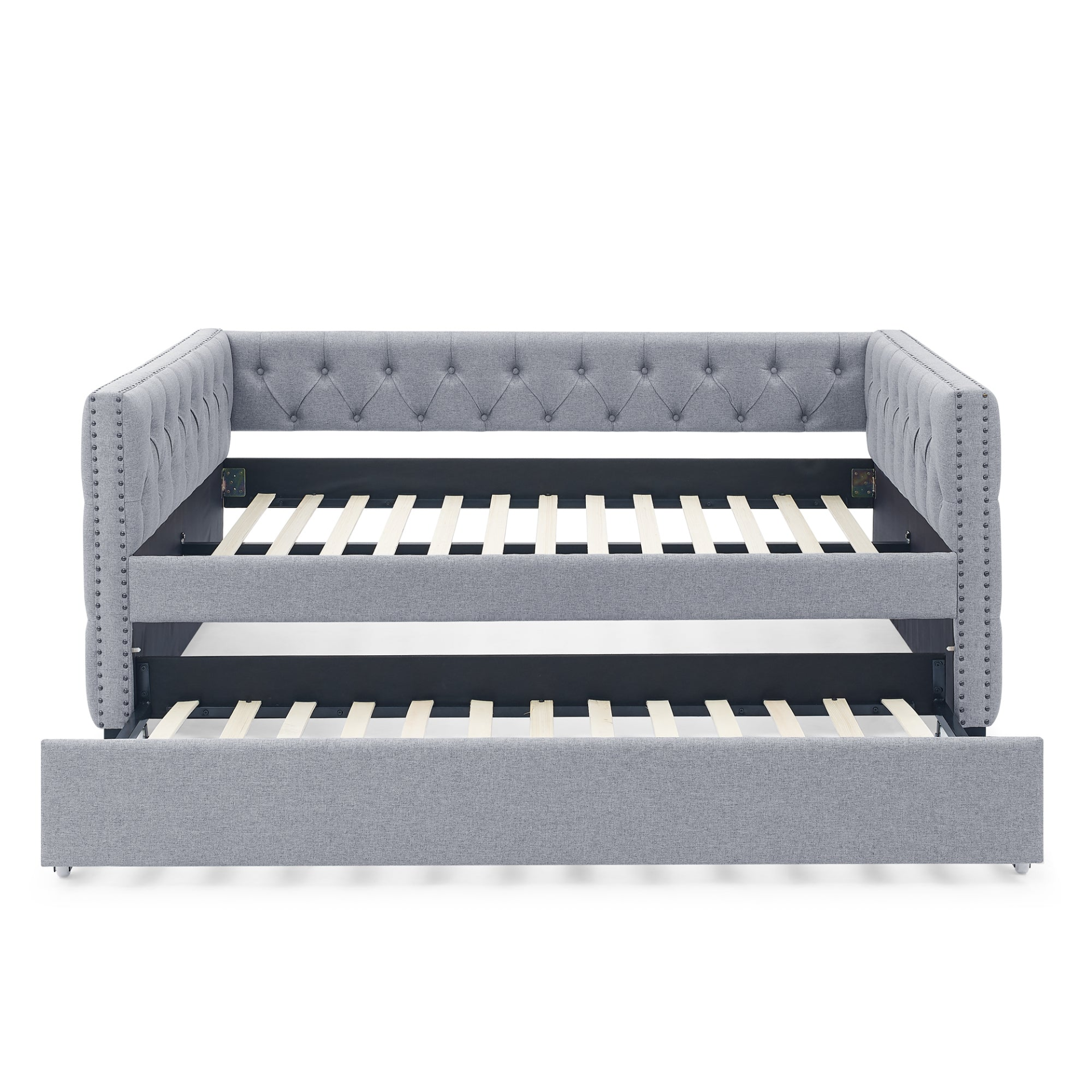 Patio Furntiure Sets | Daybed with Trundle Upholstered Tufted Sofa Bed, Grey | Shop Now | casafoyer.myshopify.com