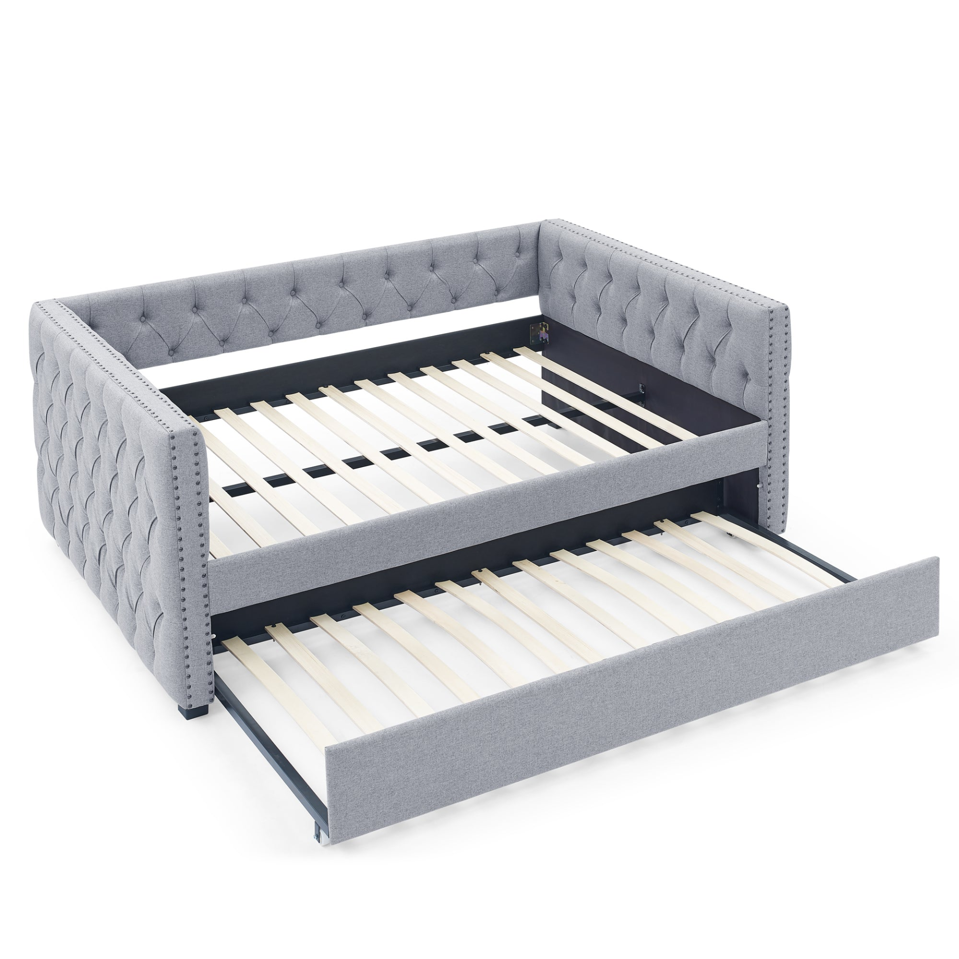 Patio Furntiure Sets | Daybed with Trundle Upholstered Tufted Sofa Bed, Grey | Shop Now | casafoyer.myshopify.com