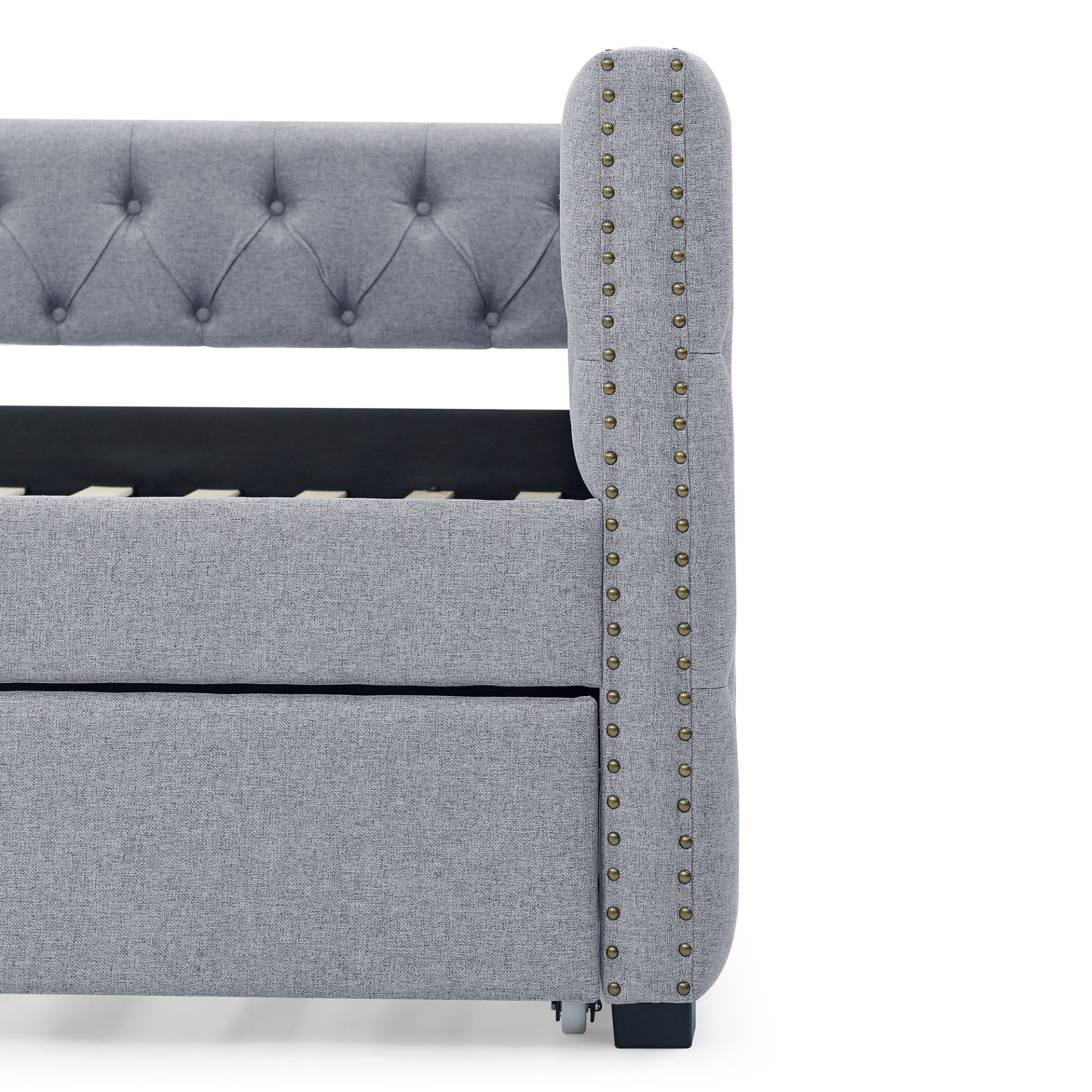 Patio Furntiure Sets | Daybed with Trundle Upholstered Tufted Sofa Bed, Grey | Shop Now | casafoyer.myshopify.com