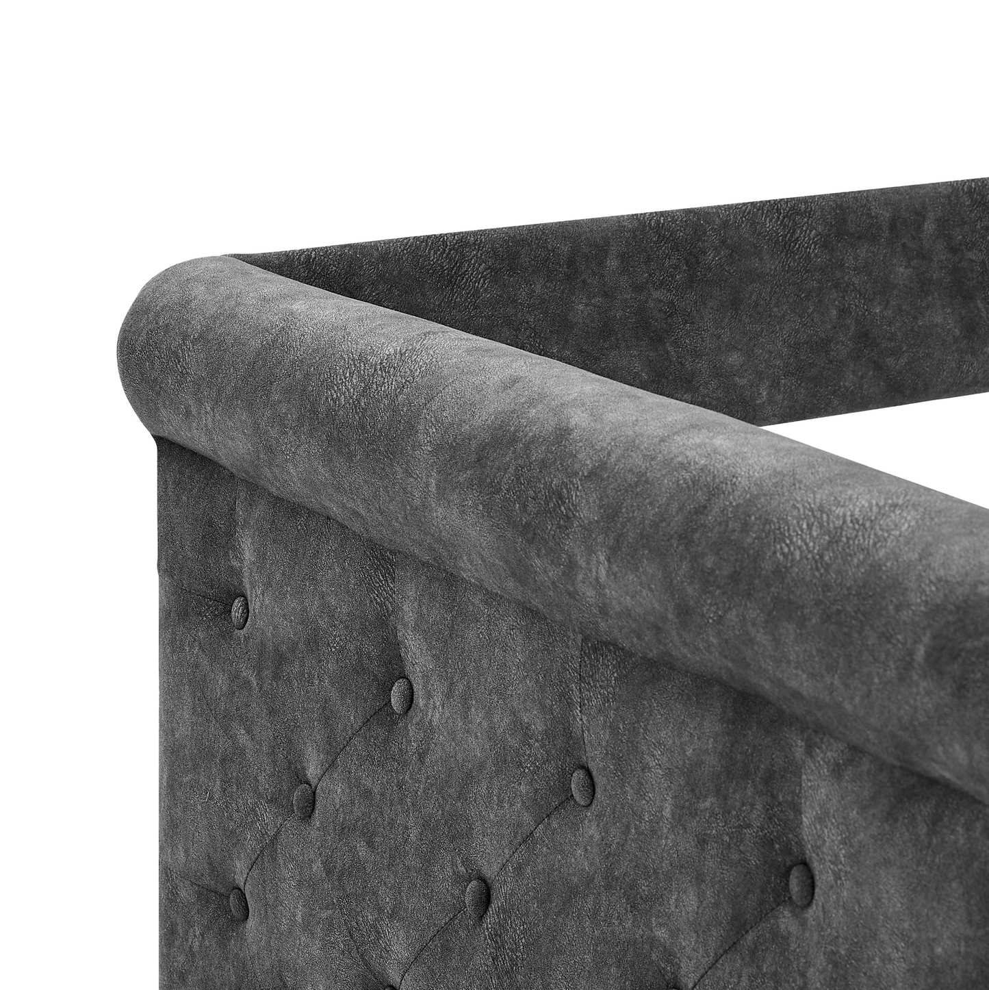 Patio Furntiure Sets | Daybed with Trundle Upholstered Tufted Sofa Bed,with Button and Copper Nail on Arms,both Twin Size,Grey(85.5x42x30.5) | casafoyer.myshopify.com