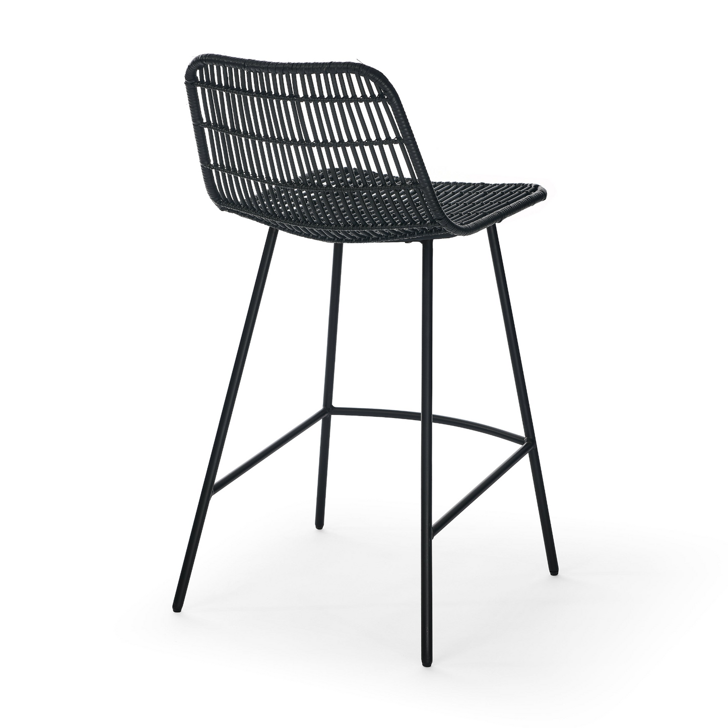 Sofa & Chair sets | Set of 2 Natural Rattan Indoor Counter Chairs | Black Finish Steel Legs | 17.5"x20"x34" | casafoyer.myshopify.com