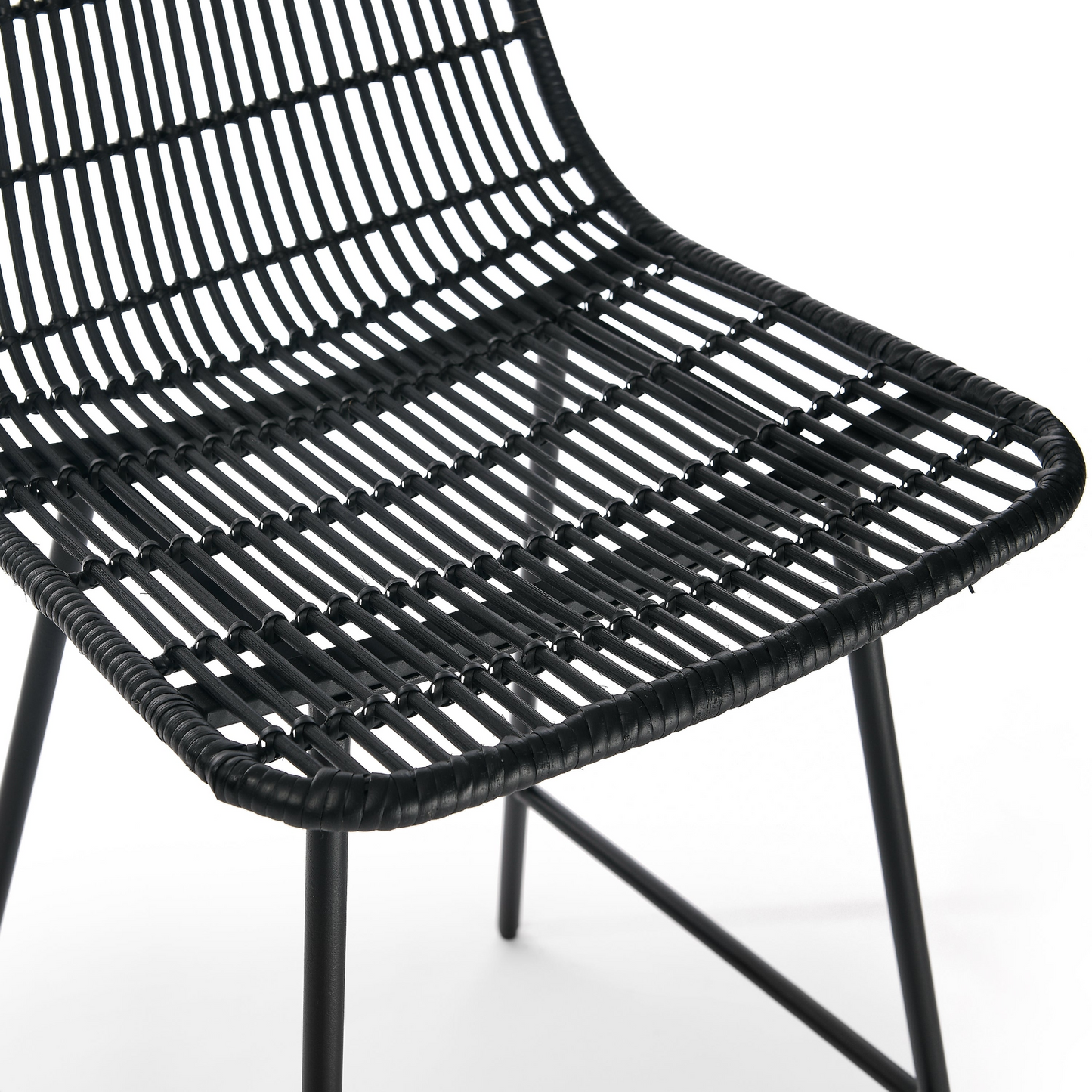 Sofa & Chair sets | Set of 2 Natural Rattan Indoor Counter Chairs | Black Finish Steel Legs | 17.5"x20"x34" | casafoyer.myshopify.com