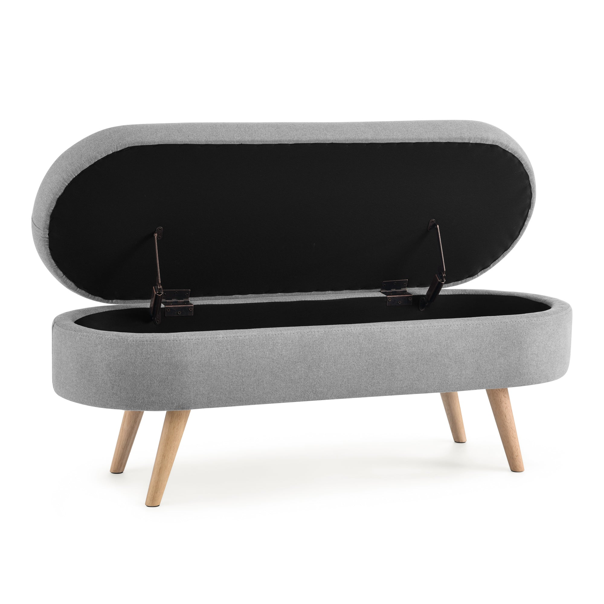 OTTOMAN | Ottoman Oval Storage Bench, Rubber Wood Legs, Grey(43.5inchx16inchx16inch) | casafoyer.myshopify.com