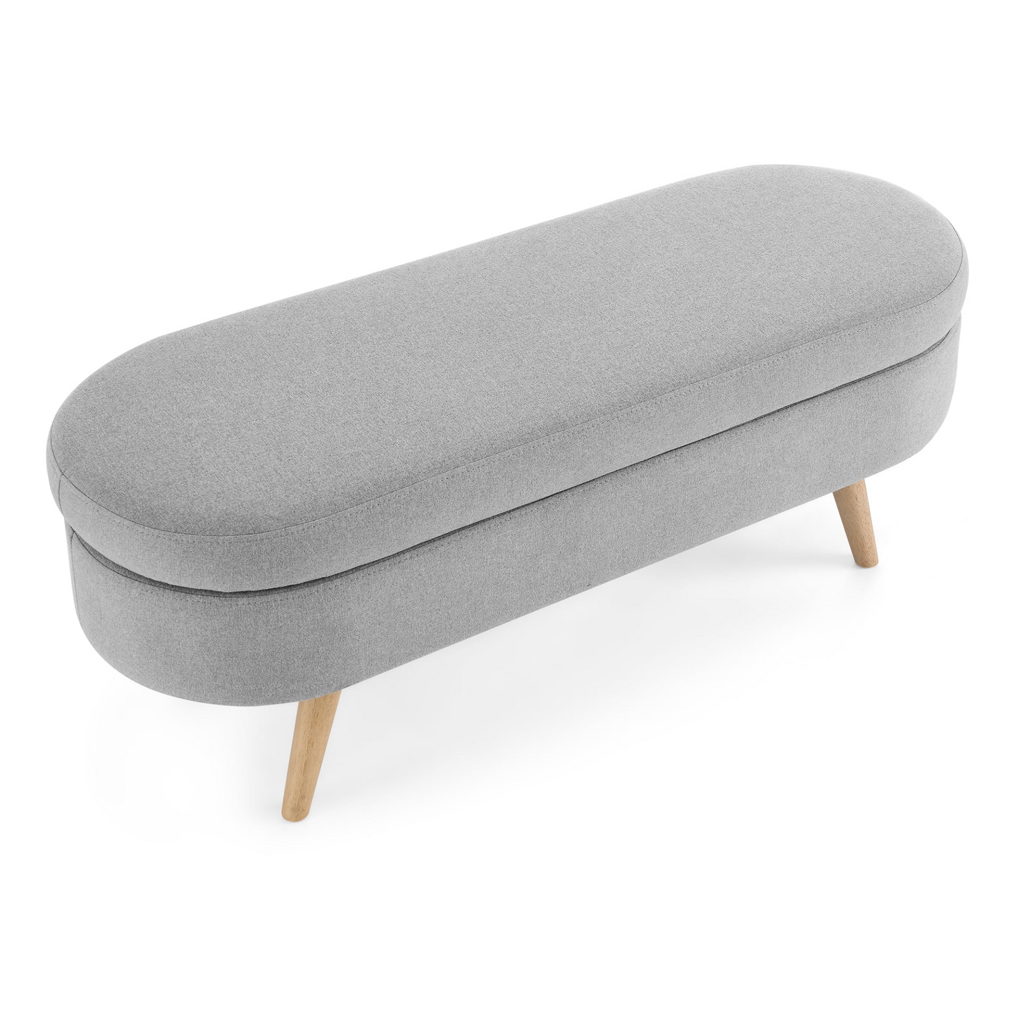 OTTOMAN | Ottoman Oval Storage Bench, Rubber Wood Legs, Grey(43.5inchx16inchx16inch) | casafoyer.myshopify.com