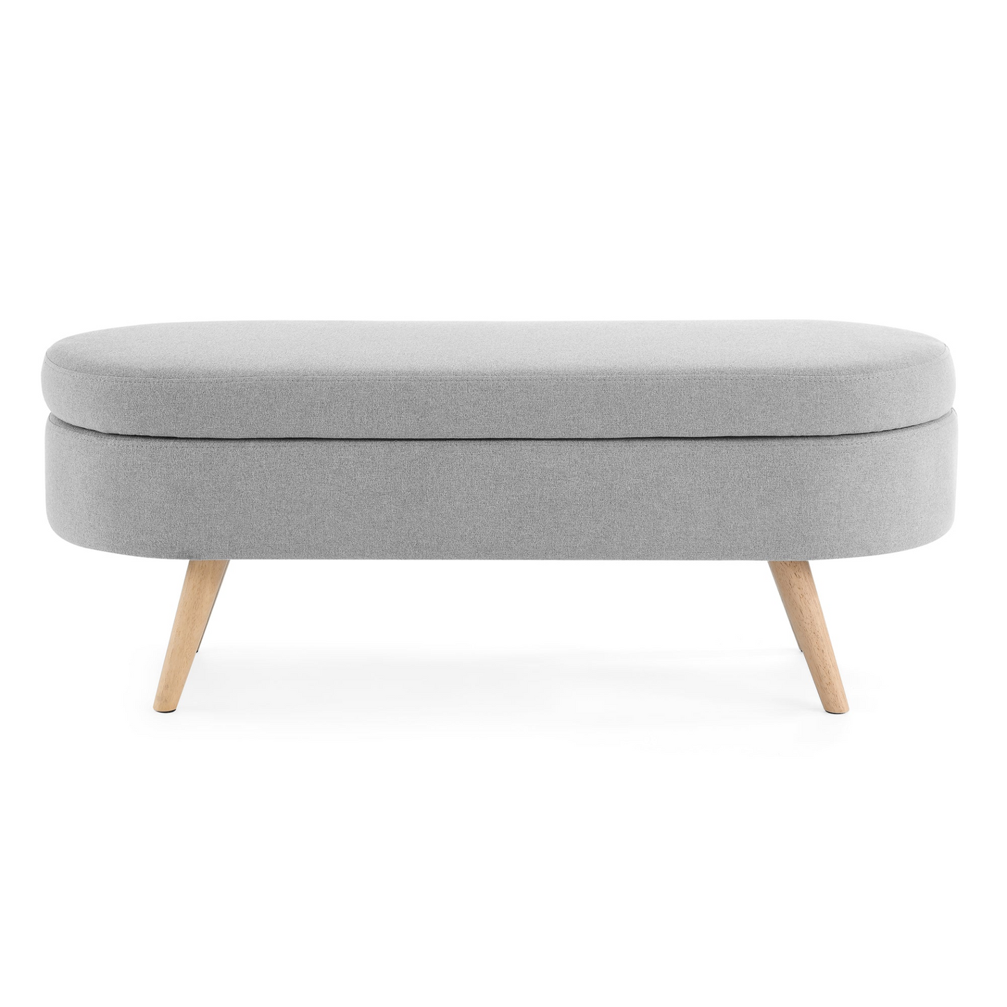 OTTOMAN | Ottoman Oval Storage Bench, Rubber Wood Legs, Grey(43.5inchx16inchx16inch) | casafoyer.myshopify.com