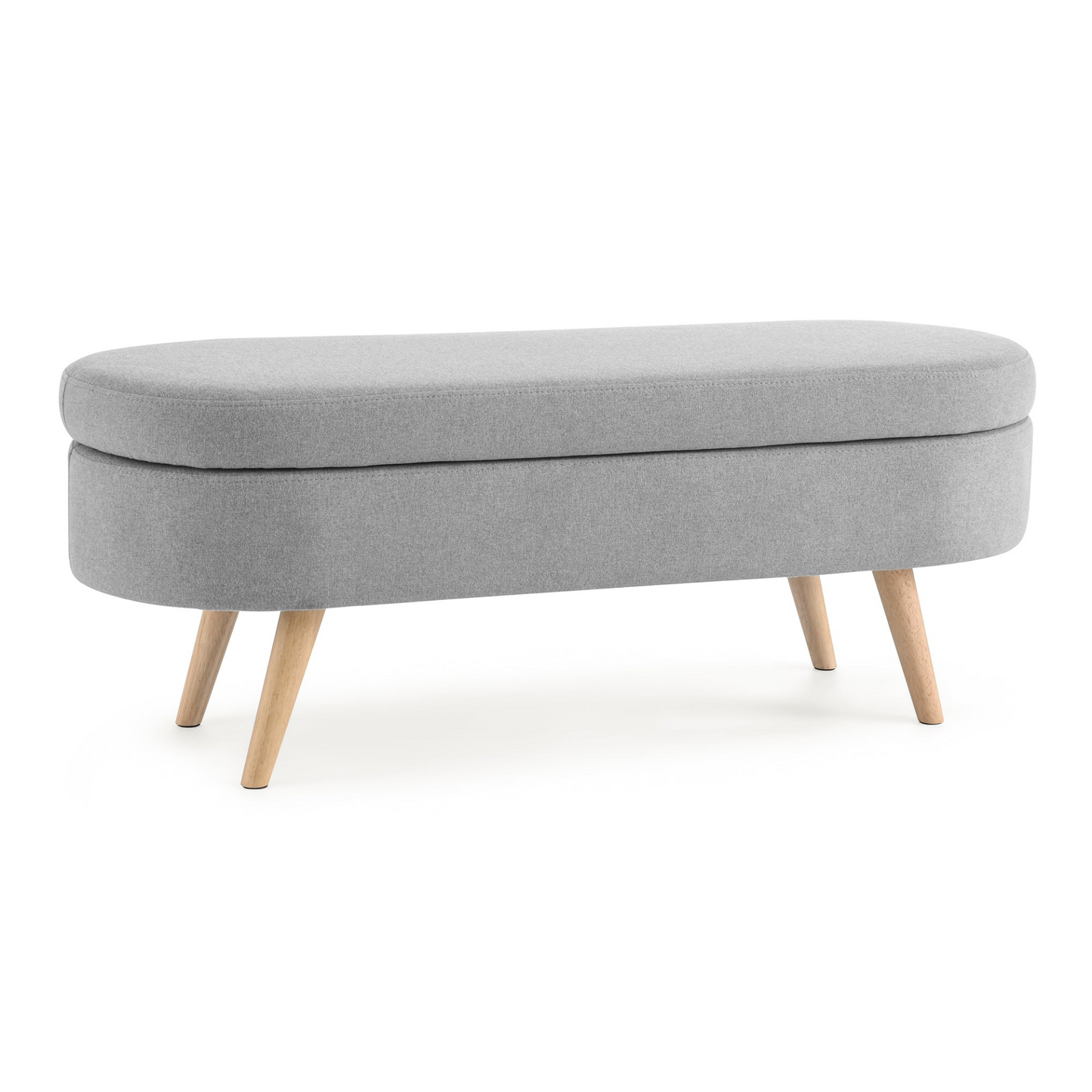 OTTOMAN | Ottoman Oval Storage Bench, Rubber Wood Legs, Grey(43.5inchx16inchx16inch) | casafoyer.myshopify.com