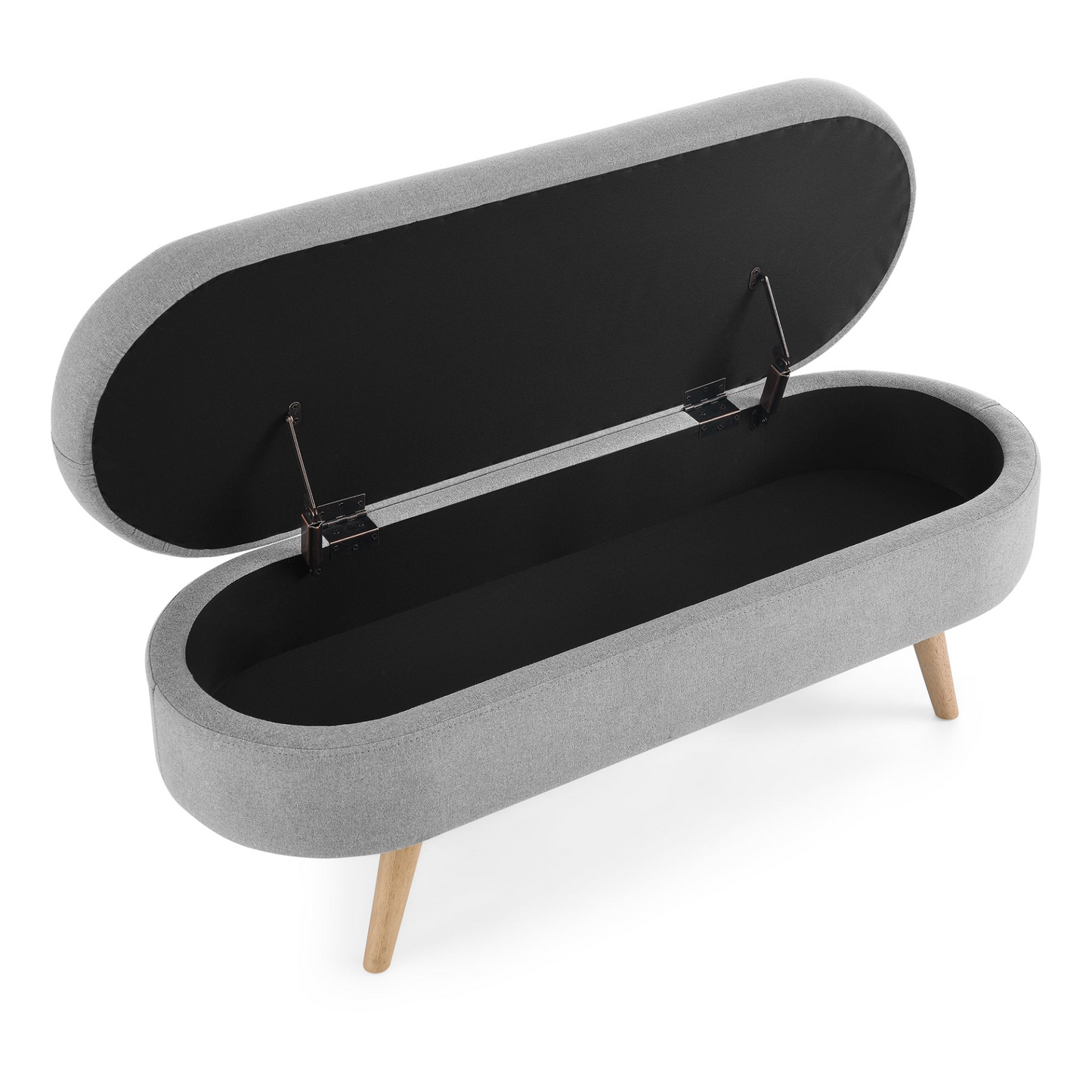 OTTOMAN | Ottoman Oval Storage Bench, Rubber Wood Legs, Grey(43.5inchx16inchx16inch) | casafoyer.myshopify.com