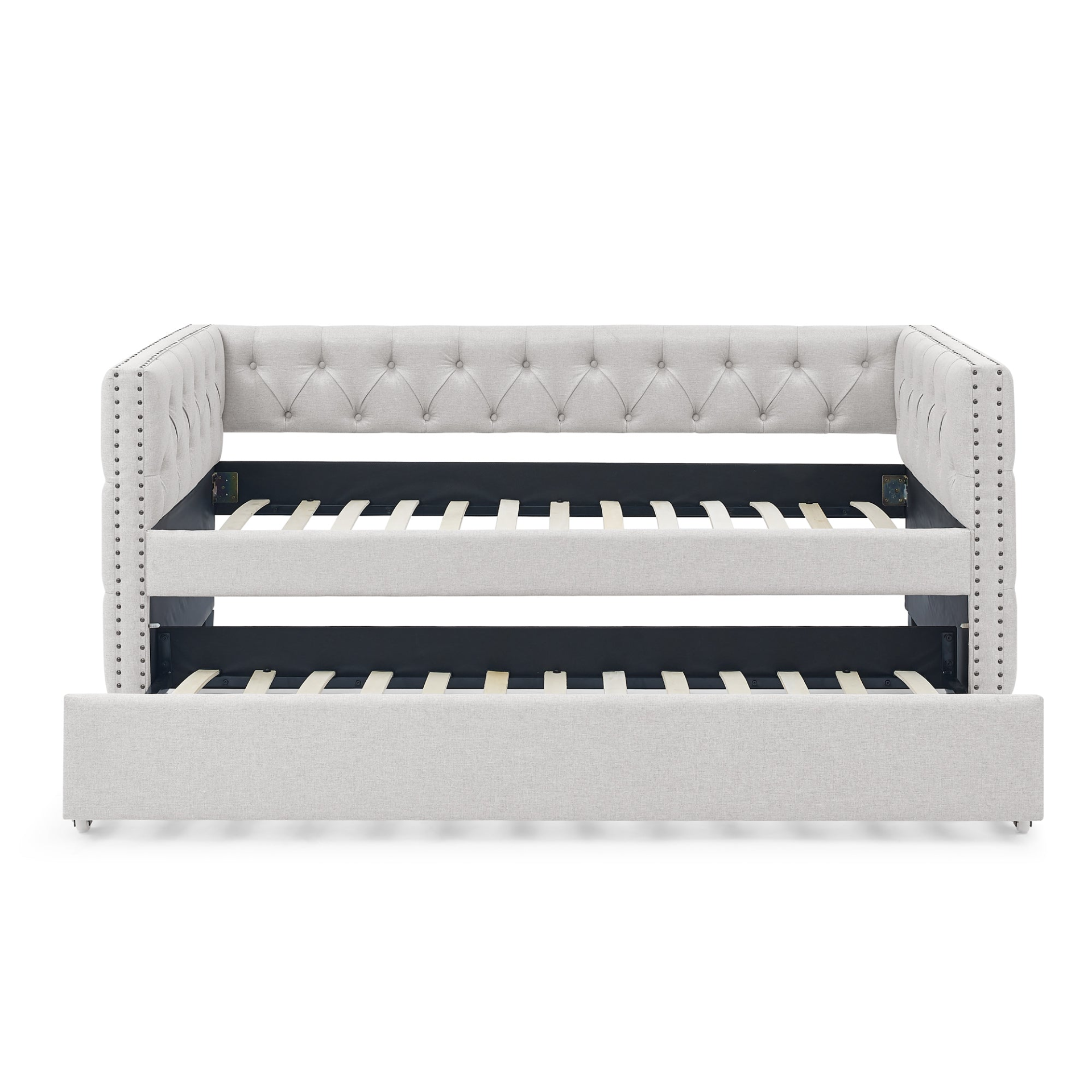 Patio Furntiure Sets | Daybed with Trundle Upholstered Tufted Sofa Bed - Twin Size Beige | casafoyer.myshopify.com