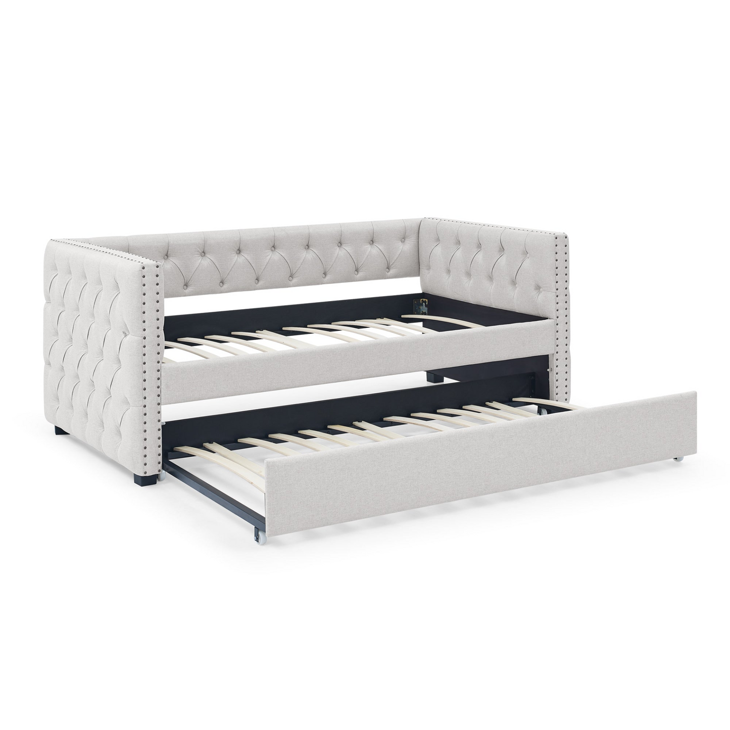 Patio Furntiure Sets | Daybed with Trundle Upholstered Tufted Sofa Bed - Twin Size Beige | casafoyer.myshopify.com