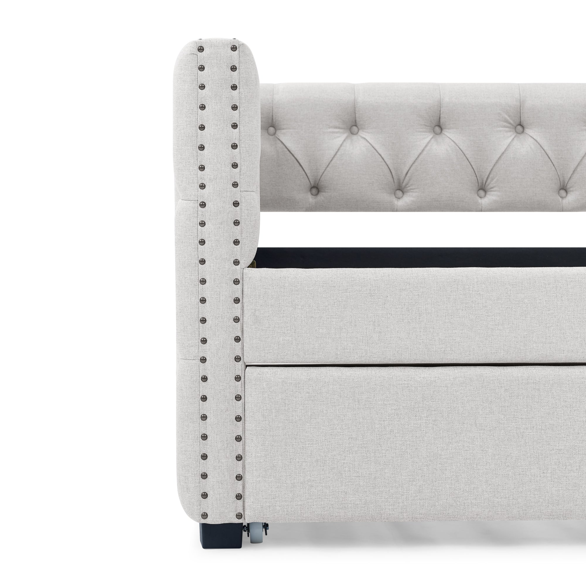 Patio Furntiure Sets | Daybed with Trundle Upholstered Tufted Sofa Bed - Twin Size Beige | casafoyer.myshopify.com