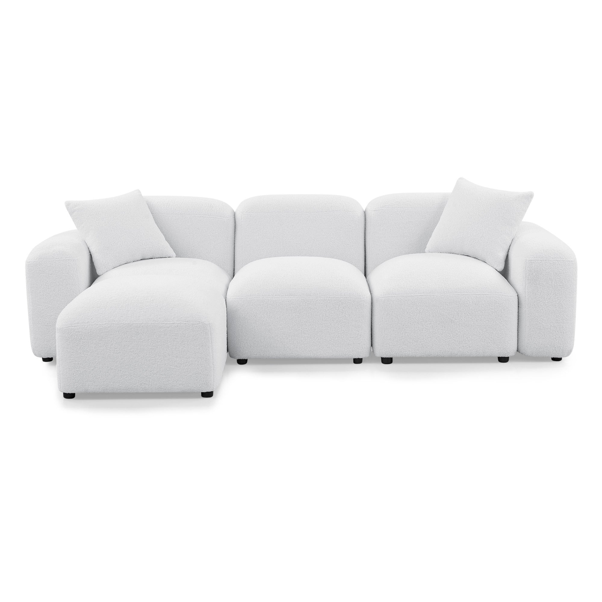 Sofa & Chair sets | L-Shape Modular Sectional Sofa, DIY Combination,Teddy Fabric,White | casafoyer.myshopify.com