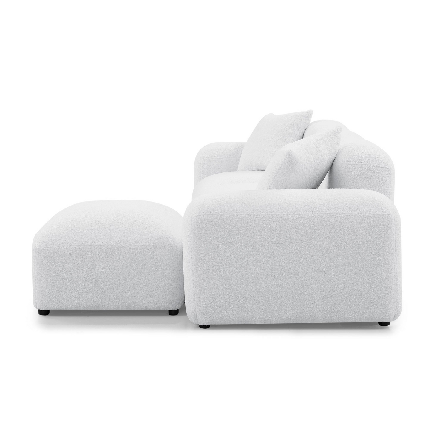 Sofa & Chair sets | L-Shape Modular Sectional Sofa, DIY Combination,Teddy Fabric,White | casafoyer.myshopify.com